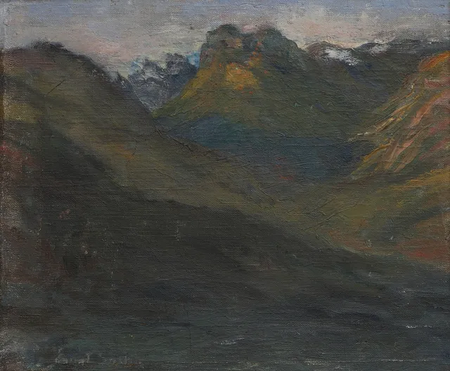 ERNST SMITH. Olja på duk uppspänd på pannå, landskap, signerad.