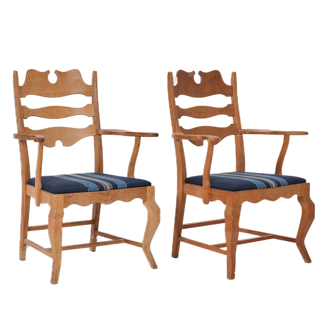 Henry Kjærnulf, a pair of armchairs / easy chairs, oak, 1970s (2) — Furniture/Chairs — Lauritz