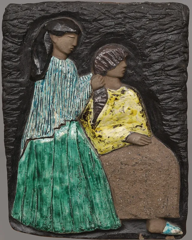 GUNNEL FRIEBERG. Relief, keramik, signerad.