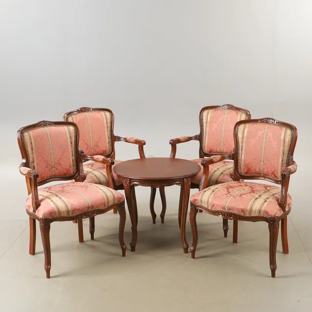 SITTGRUPP, 5 delar, mahogny, rokokostil.