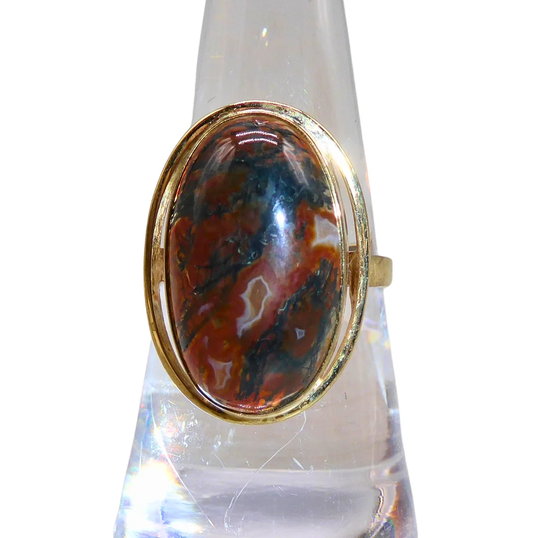 333ER GELBGOLDRING MIT MAROKKANISCHER NAHTACHAT. — Rings — Auktionshaus Stuber's Hammerschlag