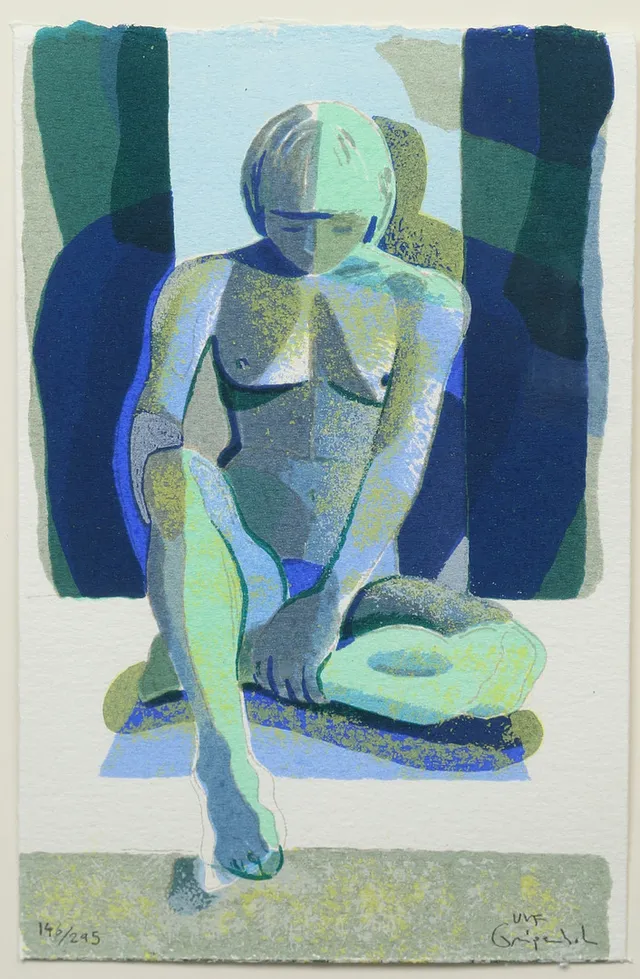 ULF GRIPENHOLM. Färglitografi, nakenstudie, signerad samt numrerad 146/295.