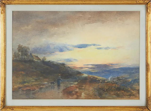 GEORGE STRATTON FERRIER (1852-1912) "The Hill Road, Clearing after Rain", signerad och daterad 1904, akvarell.