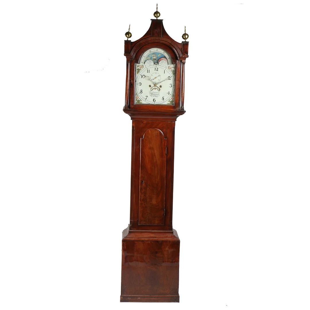 A 19TH CENTURY MAHOGANY LONG CASE CLOCK FOR BOTHAMLEY OF BOSTON. — Longcase clocks — Bishop & Miller