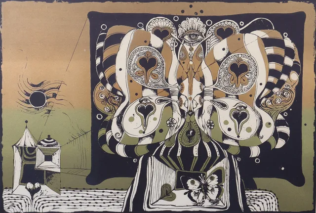 ARDY STRÜWER. litografi, "Butterflyhouse".