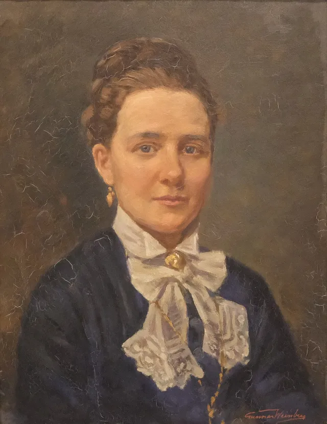 GUNNAR WEINBERG. KVINNOPORTRÄTT, OLJA PÅ PANÅ.