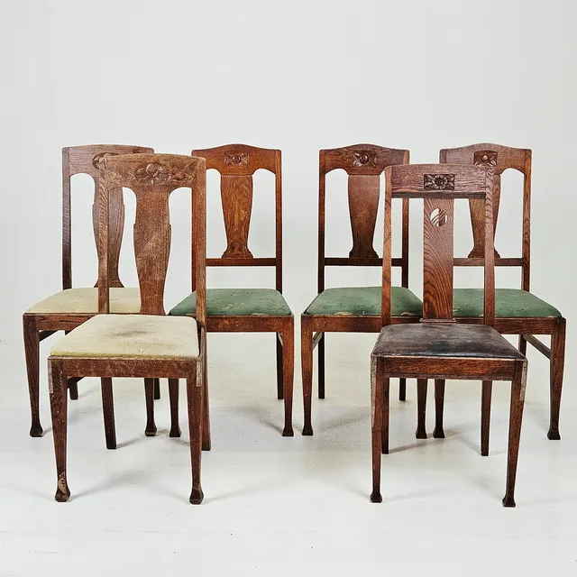 STOLAR, 6 st, olika modeller, jugend, 1900-talets första hälft.