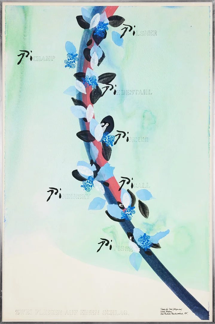 CARL FREDRIK REUTERSWÄRD. Studie för "Zwei Fliegen auf einen Schlag", akvarell, signerad, daterad 1975. — Paintings — Stockholms Auktionsverk Magasin 5