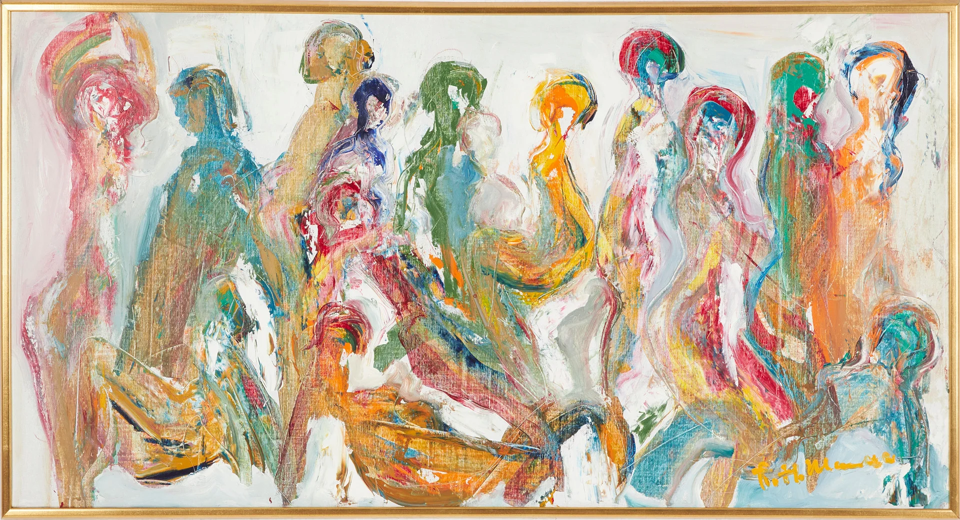 HELMUT MANTEL. Figurkomposition, olja på duk, signerad. — Paintings — Stockholms Auktionsverk Magasin 5
