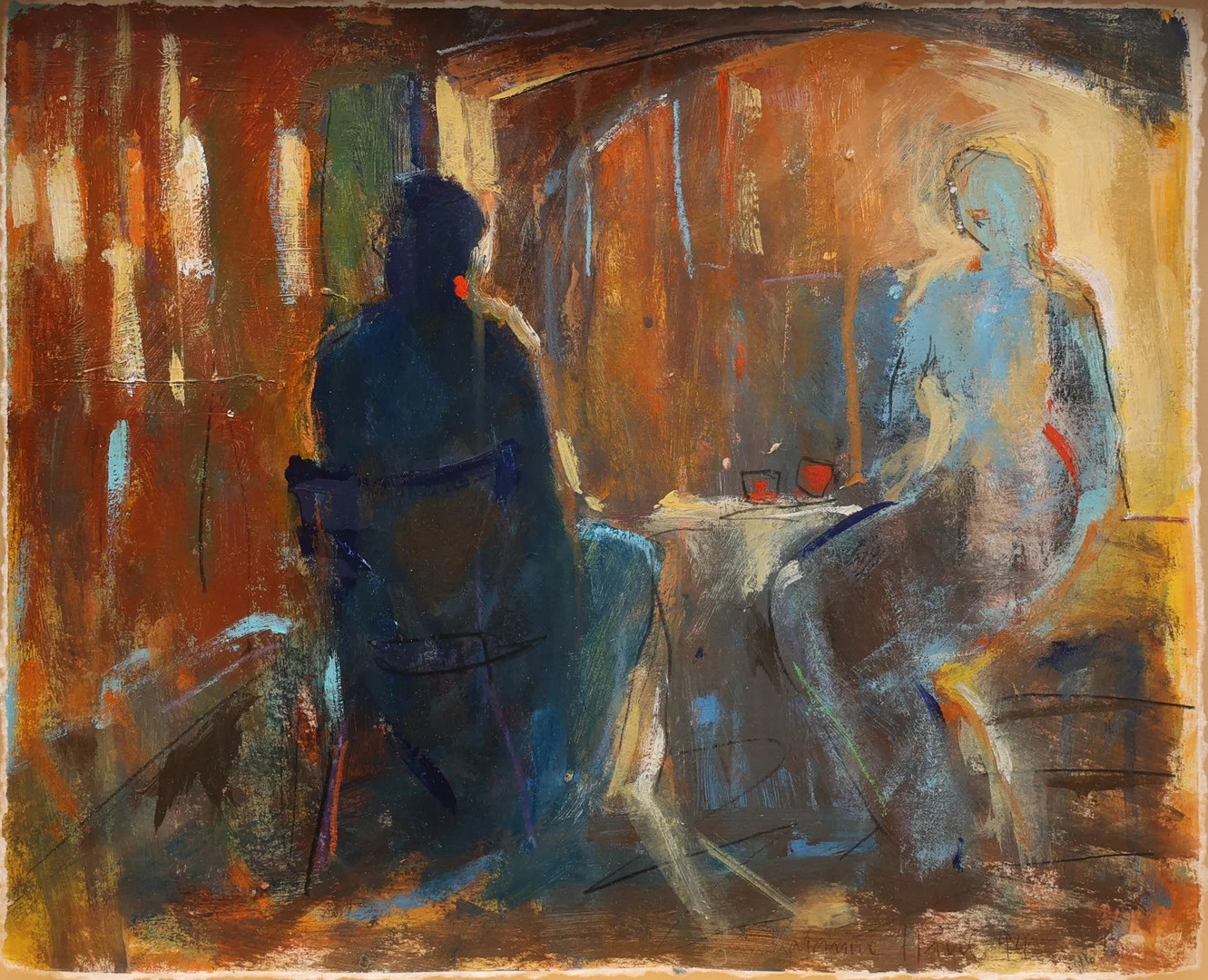 KATARINA HÅRD (FÖDD 1954). "Väninnor", akryl på på papp, signerad och daterad -94. — Paintings — Garpenhus Auktioner