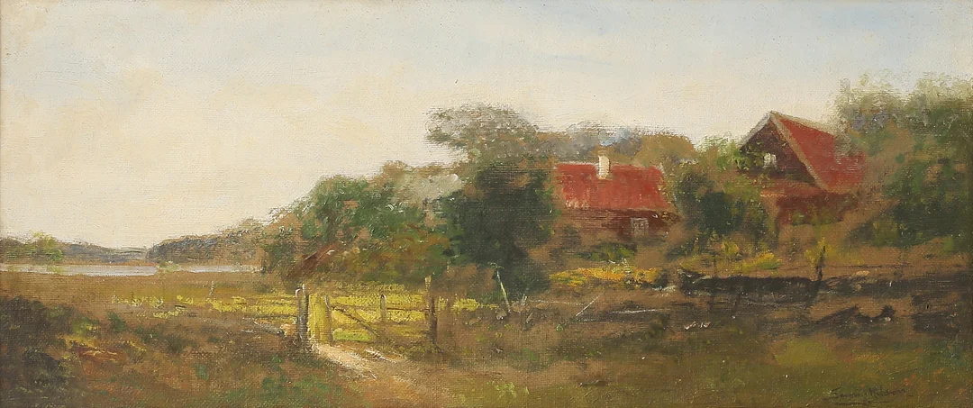 SEVERIN NILSON. Gårdsmotiv, olja på duk, signerad Severin Nilsson. — Paintings — Auktionshuset Thelin & Johansson