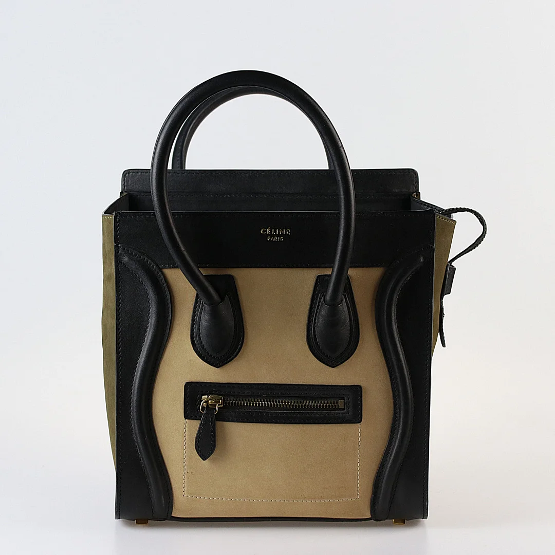 CÉLINE, "Phantom medium luggage tote bag", skinn och mocka, märkt CÉLINE PARIS, Made in Italy. — Vintage & Designer Fashion — Höganäs Auktionsverk