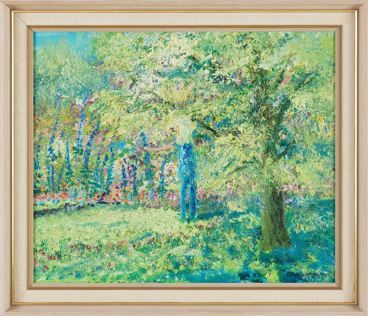 BEPPE WOLGERS. Vandrare i grönska, olja på duk, signerad. — Paintings — Stockholms Auktionsverk Magasin 5
