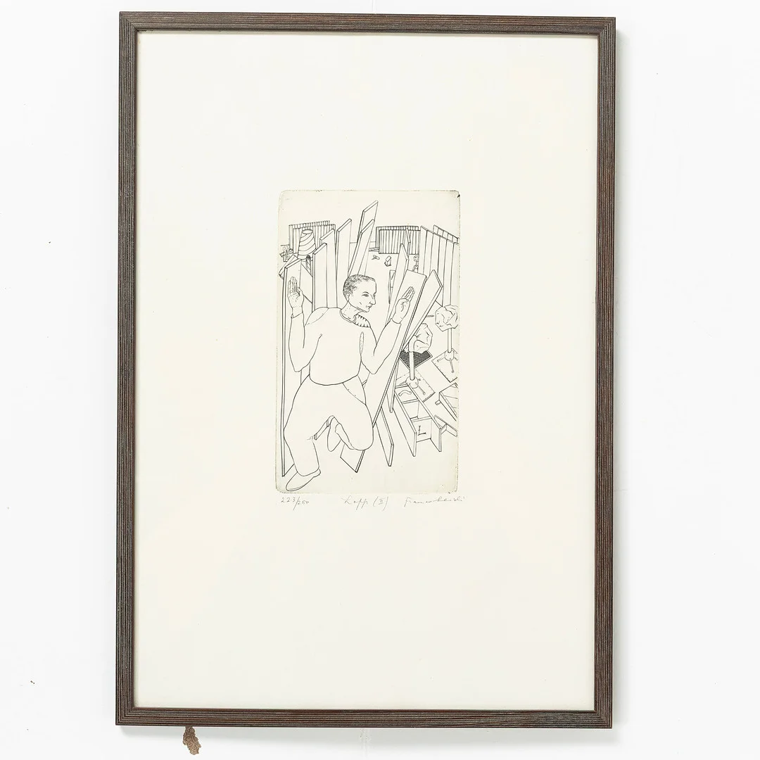 FRANCO LEIDI. Etsning, "I Ateljén", numrerad 223/250, signerad Franco Leidi. — Engravings & Prints — Handelslagret Auktionsservice