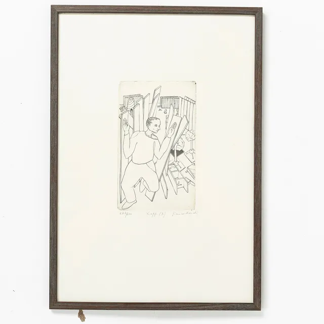 FRANCO LEIDI. Etsning, "I Ateljén", numrerad 223/250, signerad Franco Leidi.