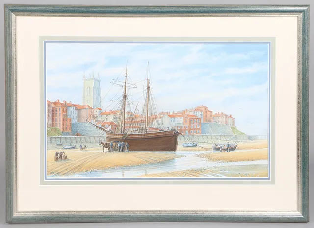 MICK BENSLEY (BRITISH, 1944-2023) THE ELLIS UNLOADING COAL, CROMER BEACH.