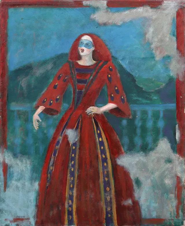 INGRID NORDSTRÖM. Sångerska, olja på duk, signerad.