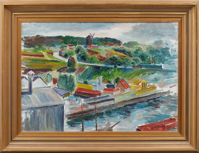 BIRGER BERNDTSON. "Kanalhamn", olja på duk, signerad.