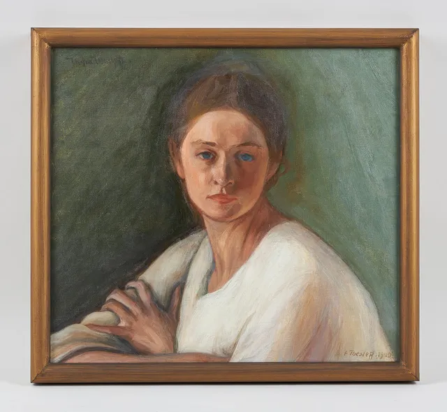 ELLEN THESLEFF. Porträtt, (Thyra Thesleff), signerad samt daterad 1900, olja på duk.