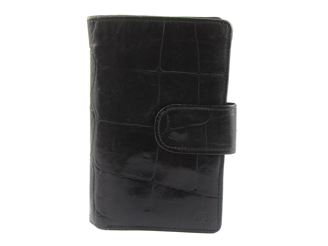 PLÅNBOK, MULBERRY, svart präglat läder, kongo, 5st kontokort fack, mynt, sedel, 9x15x1,5cm, visst slitage — Accessoarer/Plånböcker — Kaplans