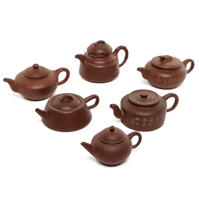 Collection of six Chinese Yixing teapots, 1900s (6)