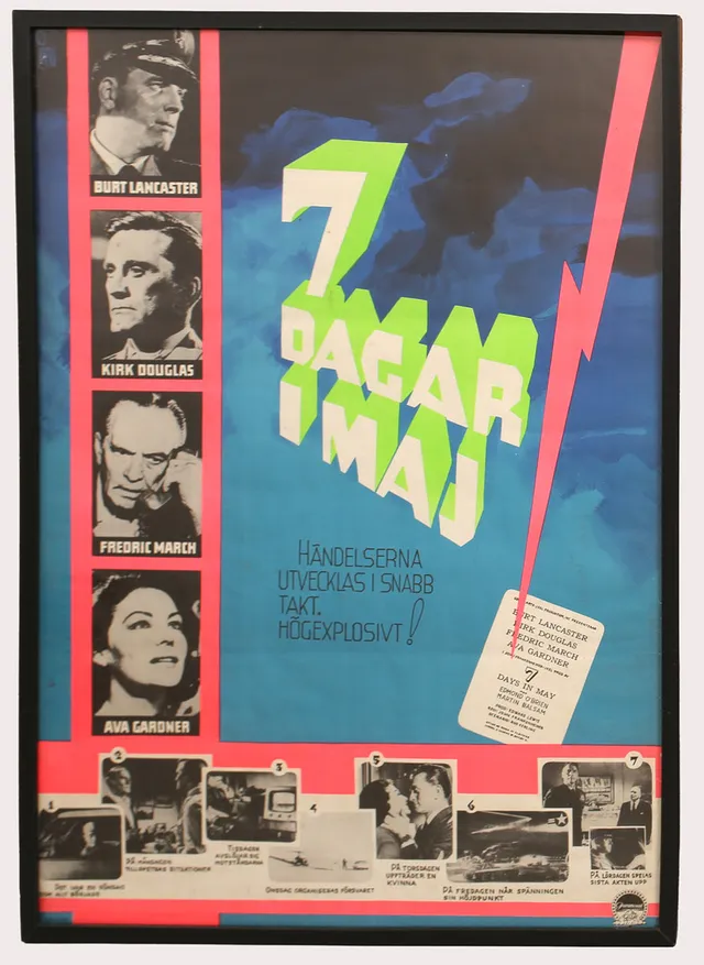 FILMAFFISCH, "7 dagar i maj", originaltryck, Burt Lancaster, Kirk Douglas.
