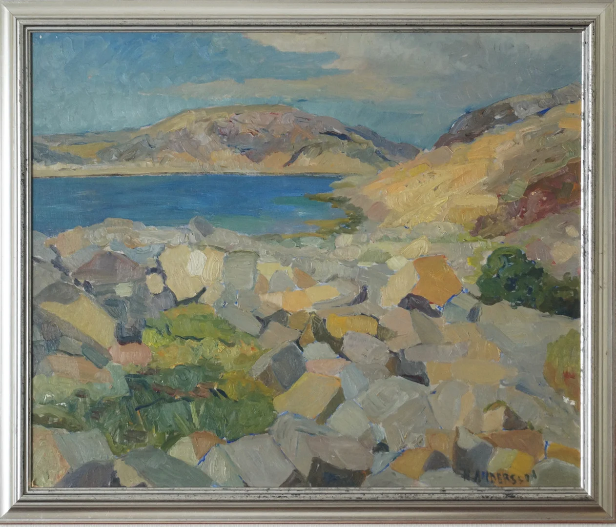 HELGE ANDERSSON. olja på pannå, kustlandskap. — Paintings — Lysekils Auktionsbyrå