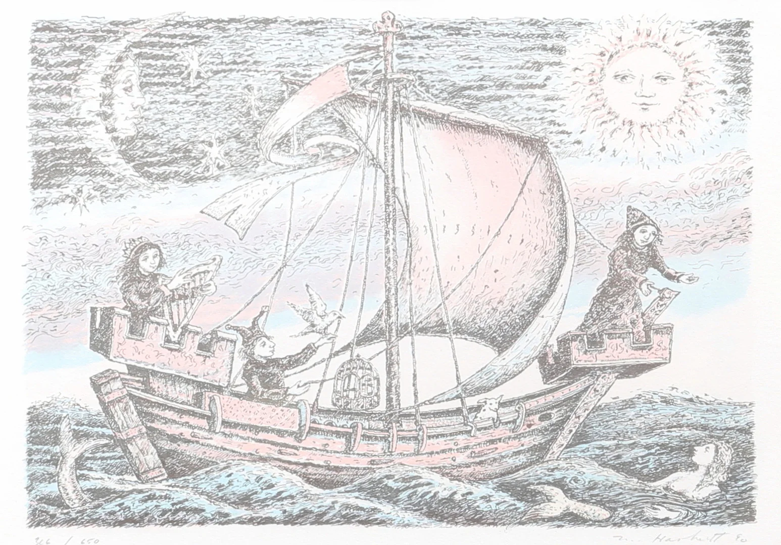 MICHEL HASKETT. Färglitografi, signerad och numrerad 306/650, daterad 90. — Engravings & Prints — Auktionshuset Thelin & Johansson