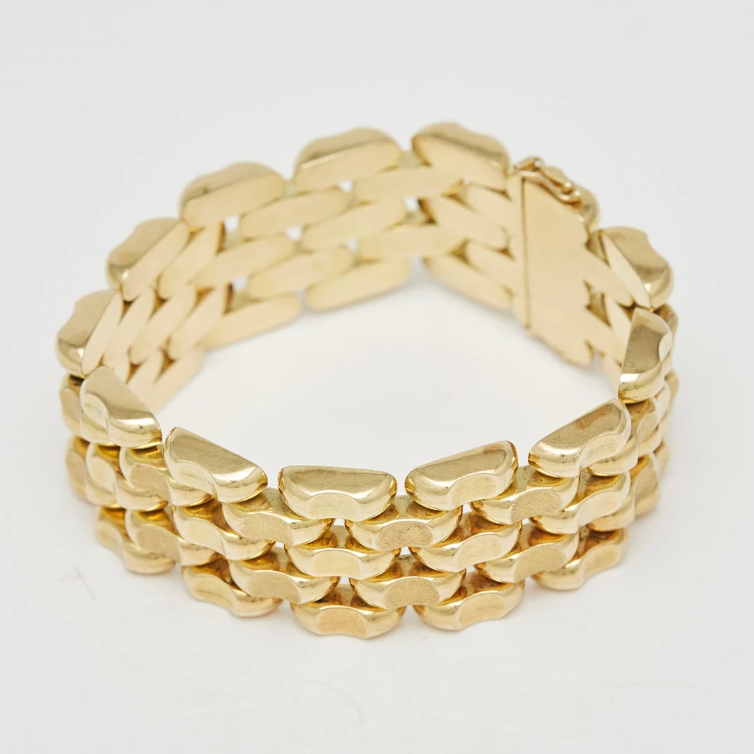 Gliederarmband, 585er Gelbgold. — Bracelets — Stockholms Auktionsverk Köln