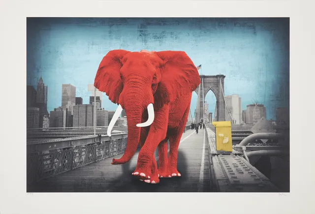 LARS TUNEBO. "Tripping on Brooklyn Bridge", plantryck, signerad och numrerad 30/30.