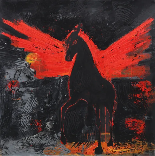 LARS TUNEBO. Mixed media, original, på papper, signerad.