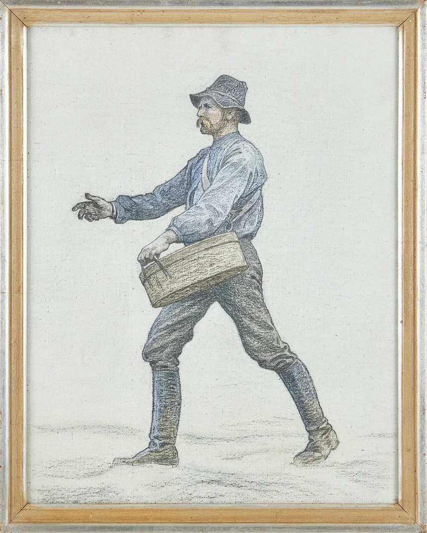 GUNNAR HALLSTRÖM. TILLSKRIVEN. Såningsman, pastell på duk. — Drawings — Stockholms Auktionsverk Magasin 5