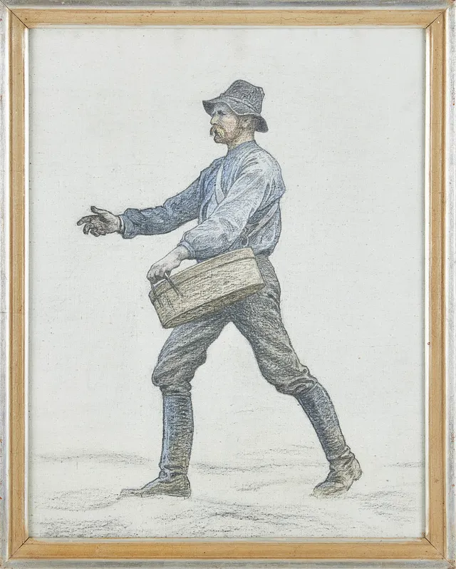 GUNNAR HALLSTRÖM. TILLSKRIVEN. Såningsman, pastell på duk.
