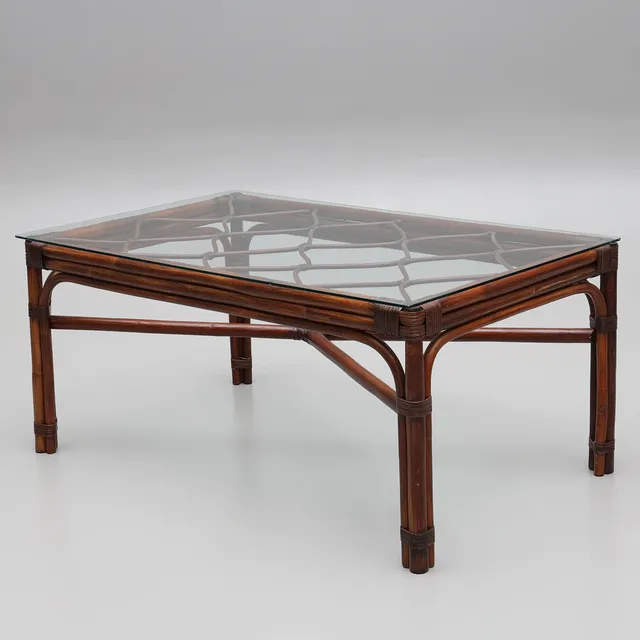 SOFFBORD, bambu/rotting/glas, 1900-talets senare del.