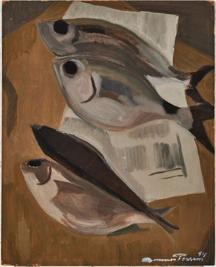 GUNNAR PERSSON (1908-1975). Stilleben med fiskar. — Paintings — Stockholms Auktionsverk Magasin 5