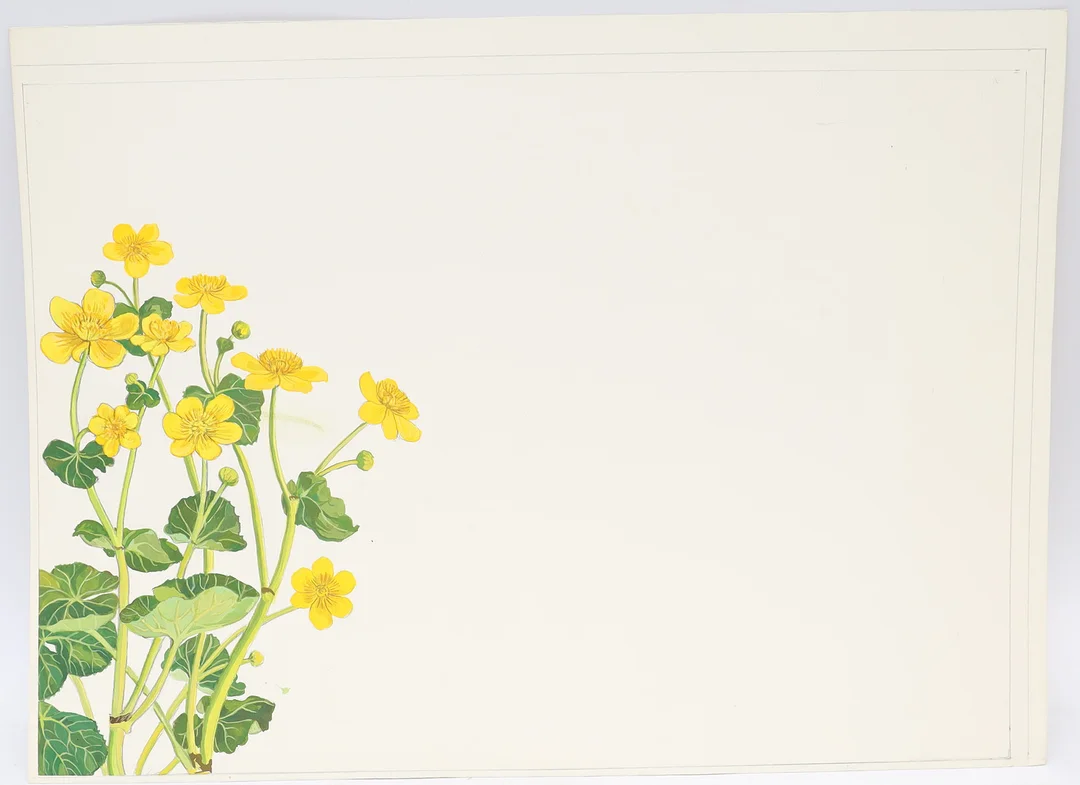 STINA SUNESSON. Motiv med smörblommor, blandteknik, osignerad. — Paintings — Falun Auktionsbyrå