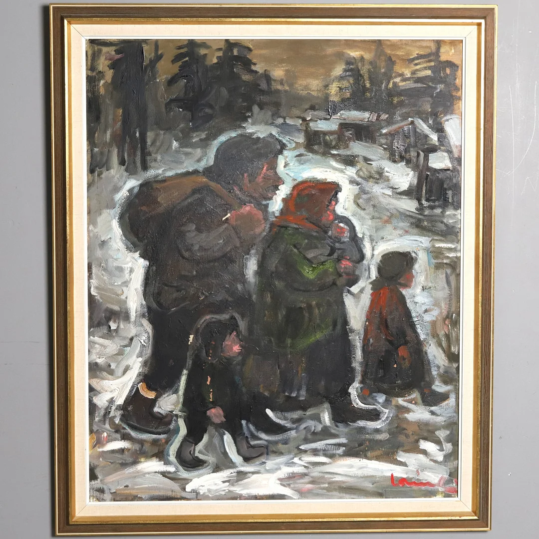 OLAVI LAINE. OLJA PÅ DUK, " På väg", signerad. — Paintings — Örebro Stadsauktioner