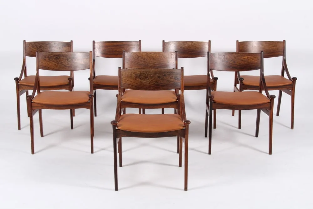 Vestervig Eriksen. A set of eight rosewood chairs (8) — Furniture/Chairs — Lauritz
