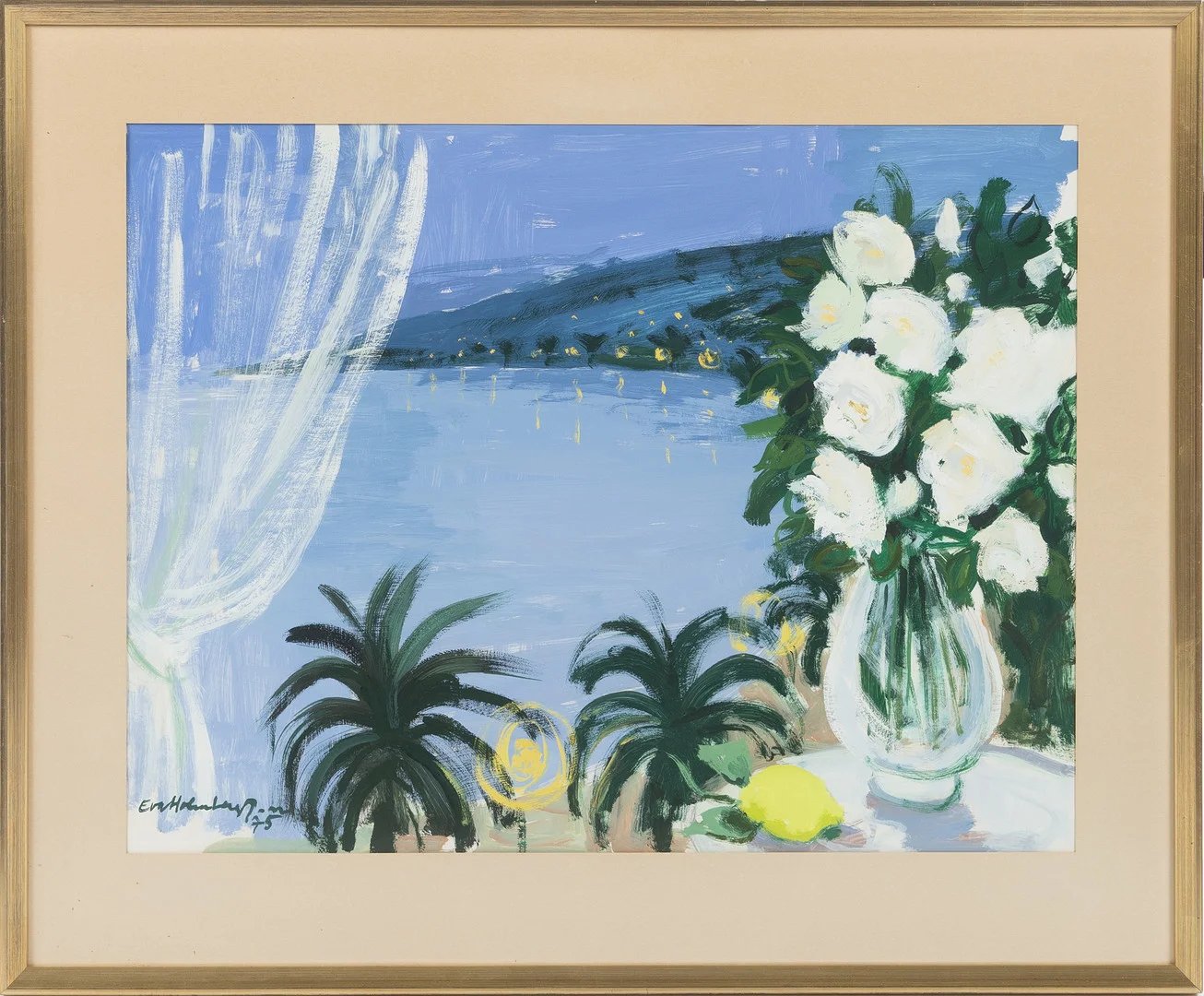 EVA HOLMBERG JACOBSSON (1910-2003). Gouache, 1975, motiv från Frankrike. — Paintings — Stockholms Auktionsverk Helsingborg