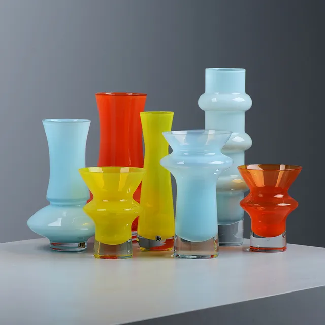 BO BORGSTRÖM. Vaser, 7 st, Åseda glasbruk, 1960-tal.