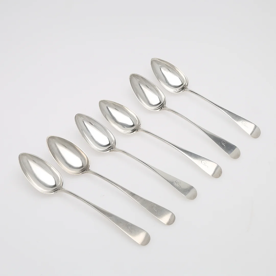 MATSKEDAR, SEX ST, silver, Danmark: 4 st stämplade Johan. — Silver — Crafoord Auktioner Lund
