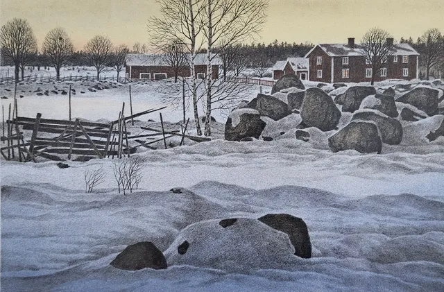 REINHOLD LJUNGGREN. Färglitografi, signerad.
