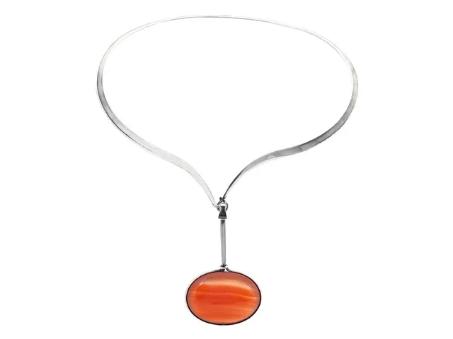 GEORG JENSEN, collier, nr 169, hänge, nr 133, sterlingsilver, agat, Torun Bülow-Hübe, hängets höjd 68 mm, vikt 60,2 g.