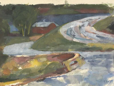 Enger, Erling — Landskap, 1955 — Kunst/Øvrig billedkunst — Blomqvist