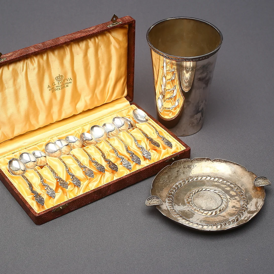 PARTI SILVER, 14 delar, bland annat GAB 1949. — Silver — Auktionshuset Kolonn