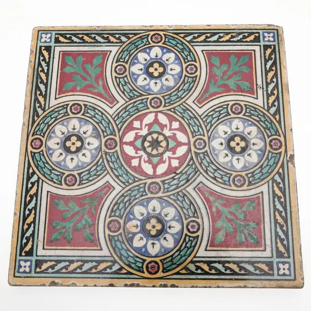 A.W.N PUGIN (ATTRIB.) FOR MINTON HOLLINS & CO EARTHENWARE TILE, CIRCA 1880.