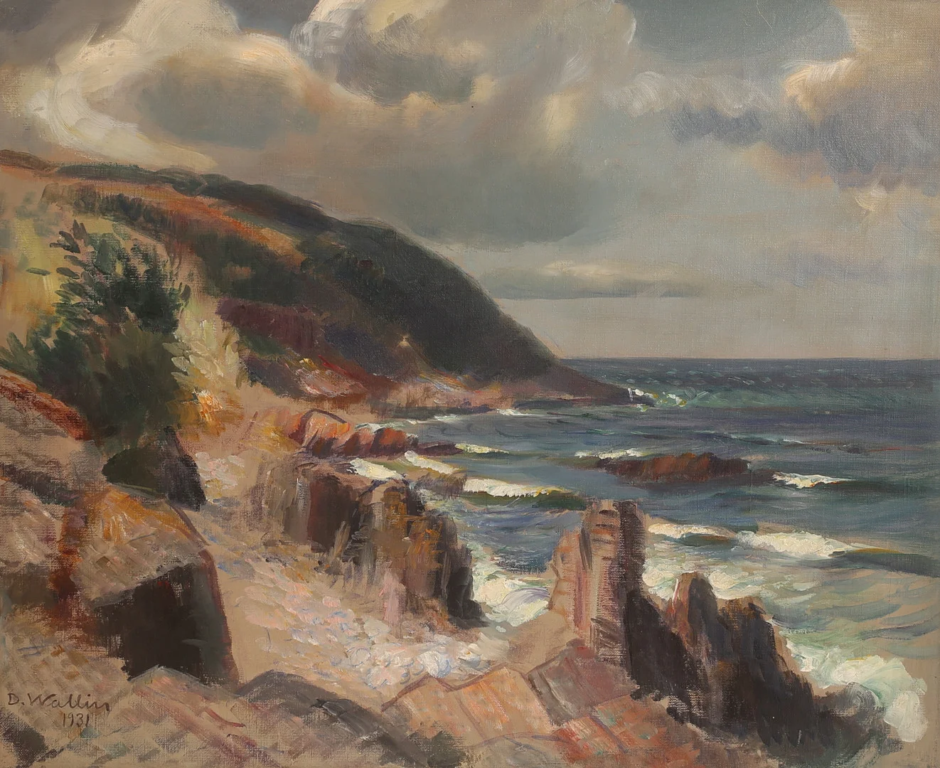DAVID WALLIN. Olja på duk, " Svarta hällar, Arild", signerad, daterad 1931. — Paintings — RA Auktionsverket Norrköping