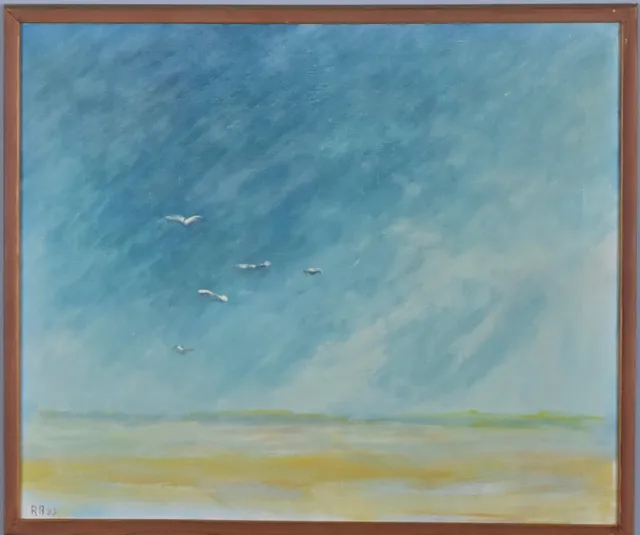 RAGNAR ANDERSSON. oljemålning på duk, "Strandfåglar".