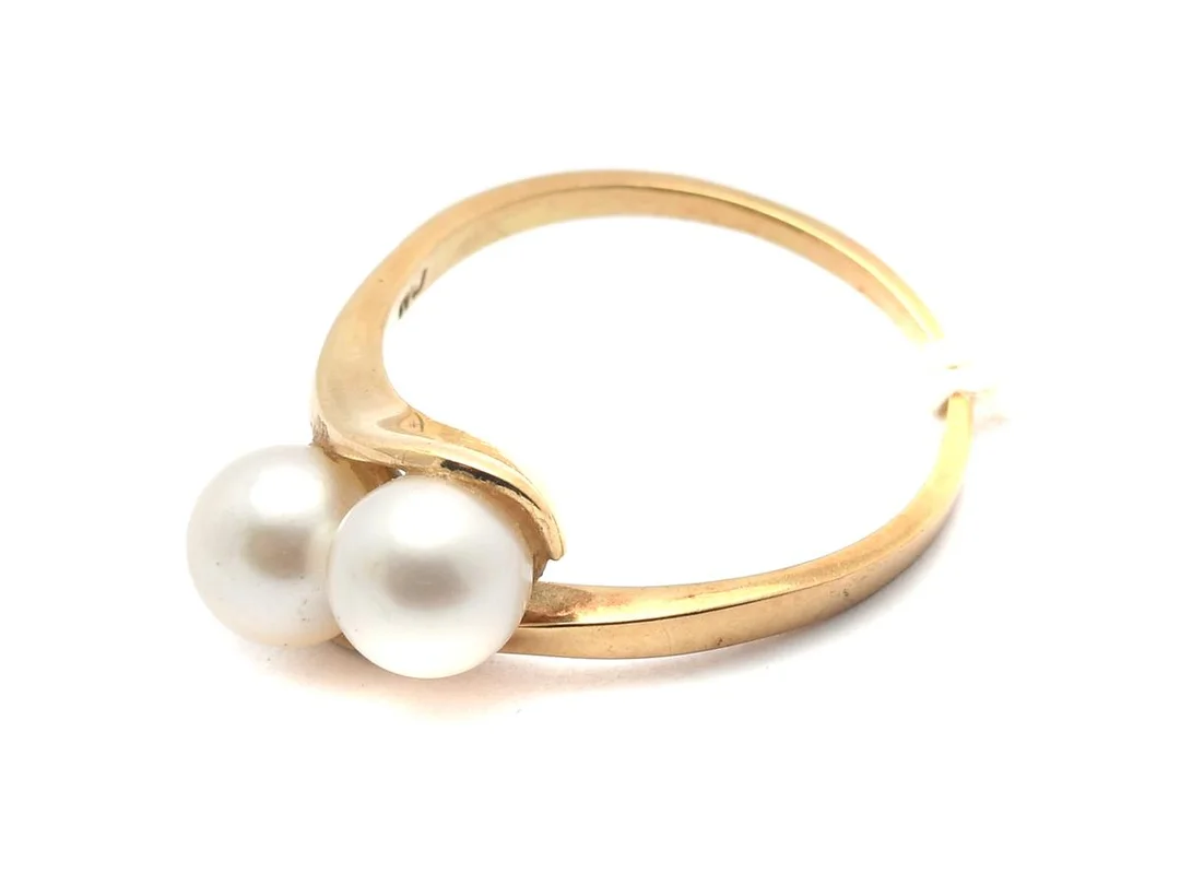 Ring 14K 4,2g Ø19¼ med pärlor ca 7mm — Smycken/Ring — Kaplans