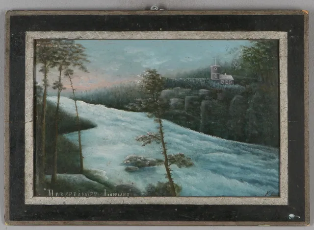 CARL LJUNGBERG. Gåramålning, "Harsprånget Lappland", olja på pannå, signerad K.L.